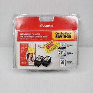 Canon 210XL Black 211XL Color & Photo Paper Set 2973B004 Genuine OEM Sealed Box
